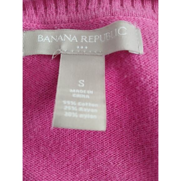 Banana Republic Pink Classic Cardigan Buttoned Down Cotton Blend S - Picture 2 of 7